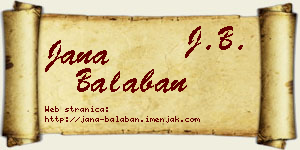 Jana Balaban vizit kartica